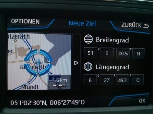 Geo-Koordinaten im Navigationssystem im SEAT LEON 5F