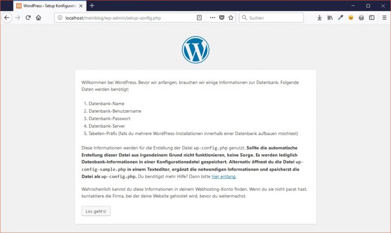 WordPress-Installation - Los geht's